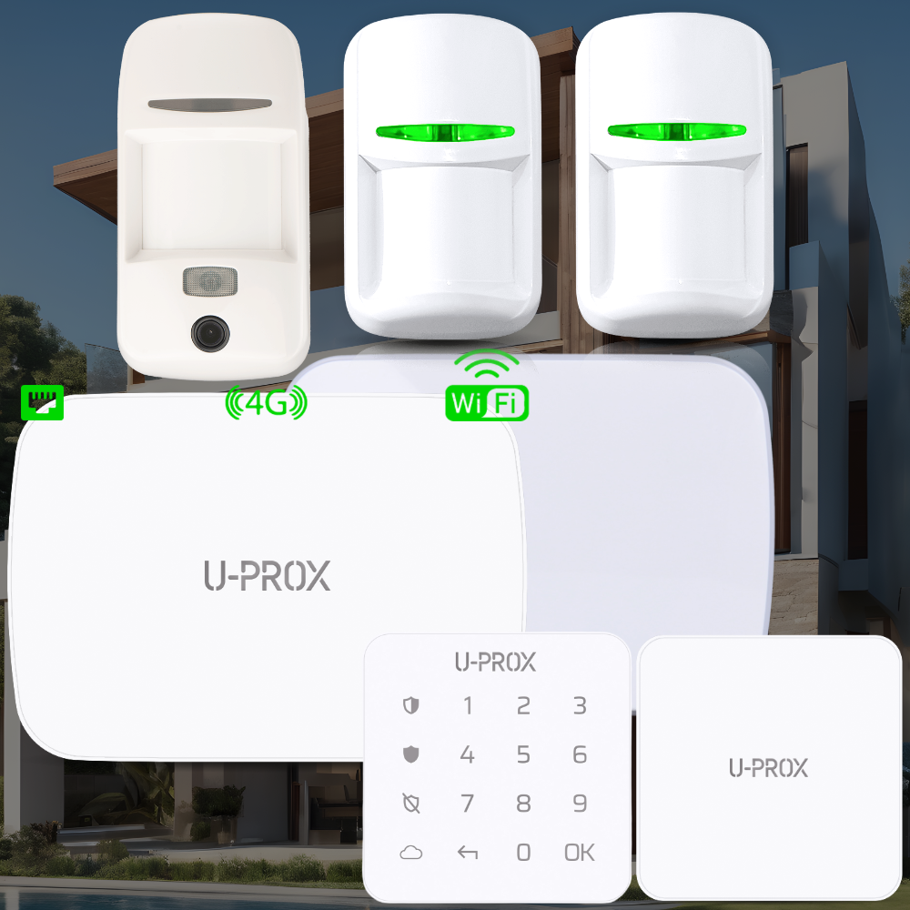 U-Prox-Kit3 - Wireless Control Hub, 2x PIR, 1x PIR Cam, 1x Keypad, 1x Indoor Siren, 1x Outdoor Sounder