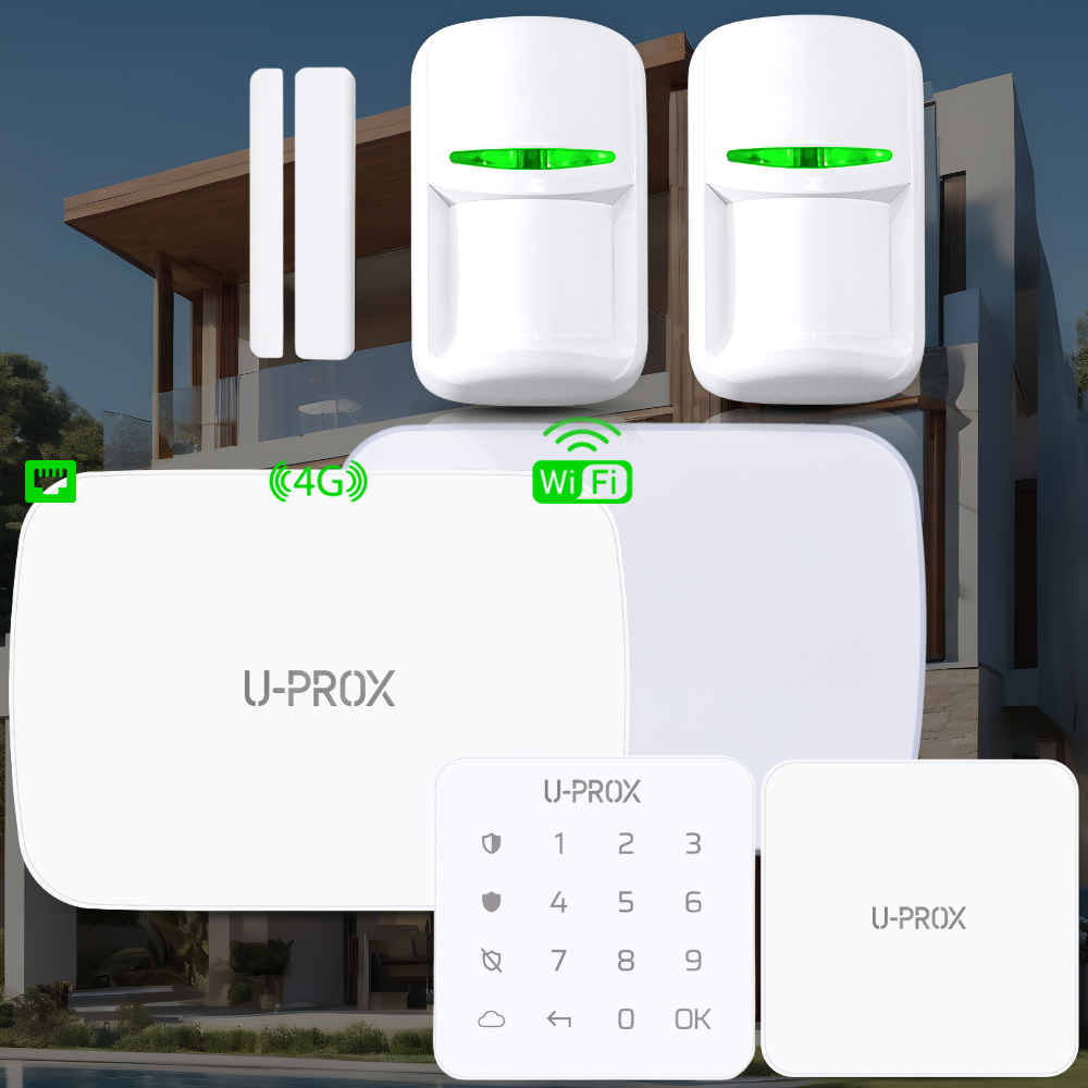 U-Prox-Kit4 - Wireless Control Hub, 2x PIR, 1x Contact, 1x Keypad, 1x Indoor Siren, 1x Outdoor Sounder