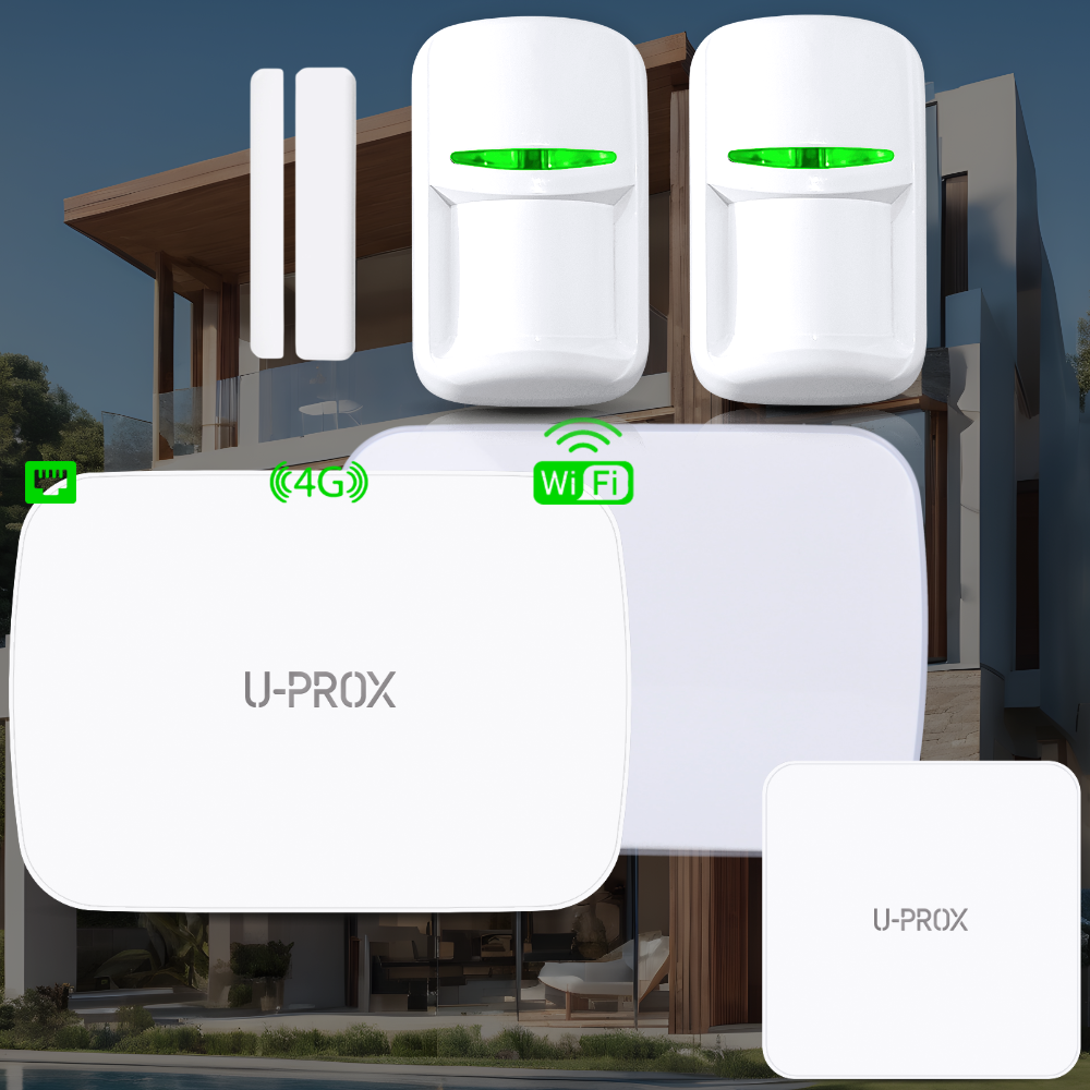 U-Prox-Kit8 - Wireless Control Hub, 2x PIR, 1x Contact, 1x Indoor Siren, 1x Outdoor Sounder