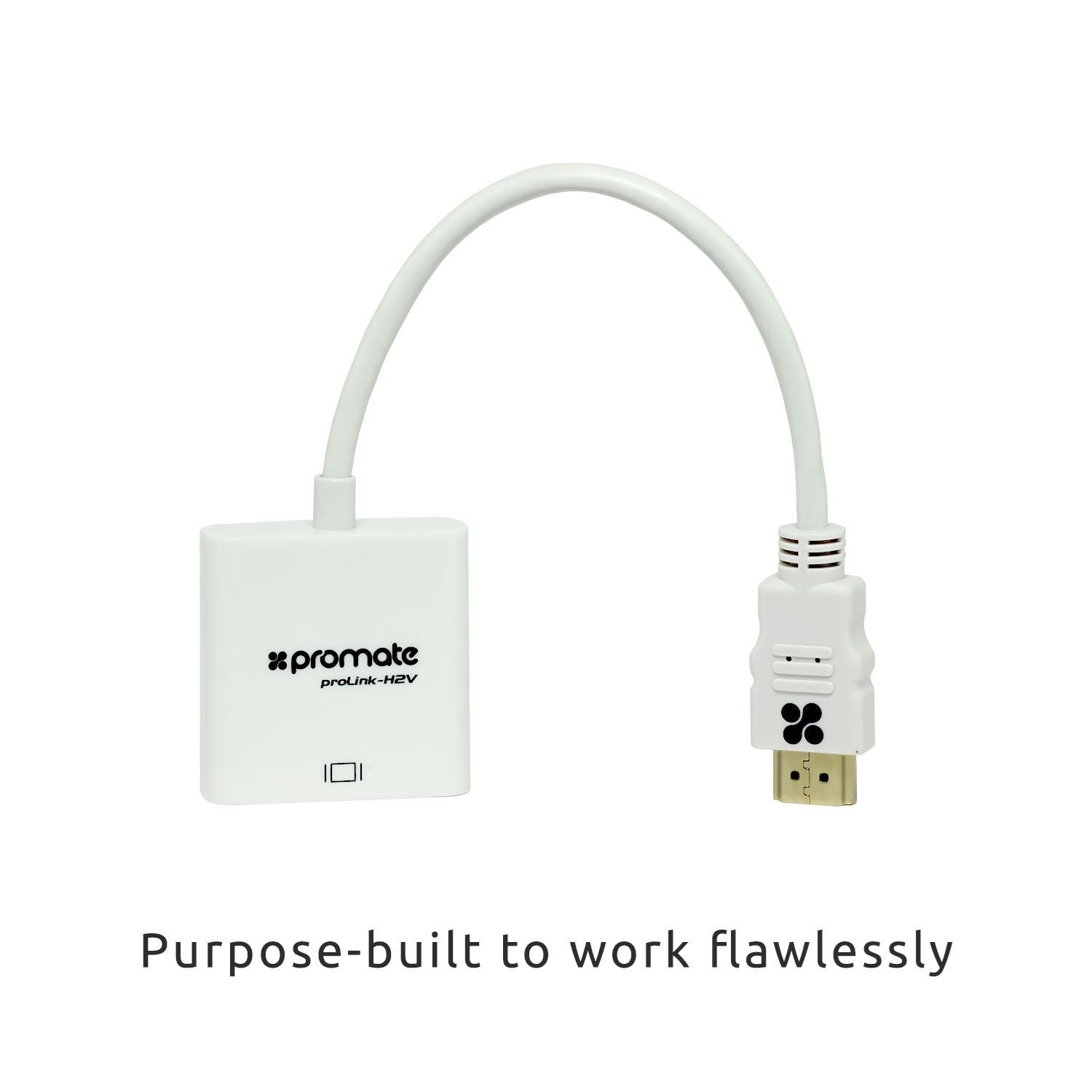 PROMATE_HDMI_(Male)_to_VGA_(Female)_Display_Adaptor_Kit._Supports_up_to_1920x1080@60Hz._Gold-Plated_HDMI_Connector._Supports_both_Windows_&_Mac._White_Colour. 1720