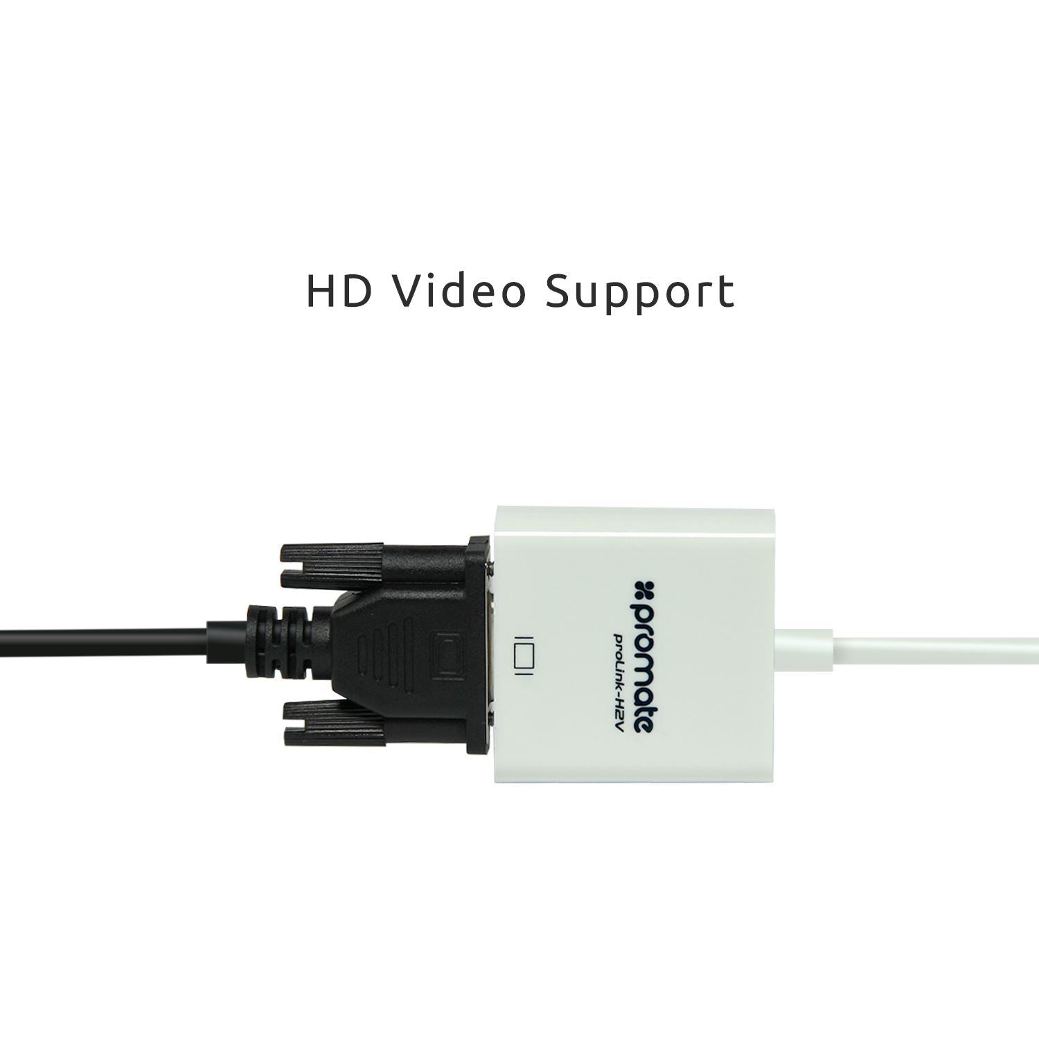 PROMATE_HDMI_(Male)_to_VGA_(Female)_Display_Adaptor_Kit._Supports_up_to_1920x1080@60Hz._Gold-Plated_HDMI_Connector._Supports_both_Windows_&_Mac._White_Colour. 1721