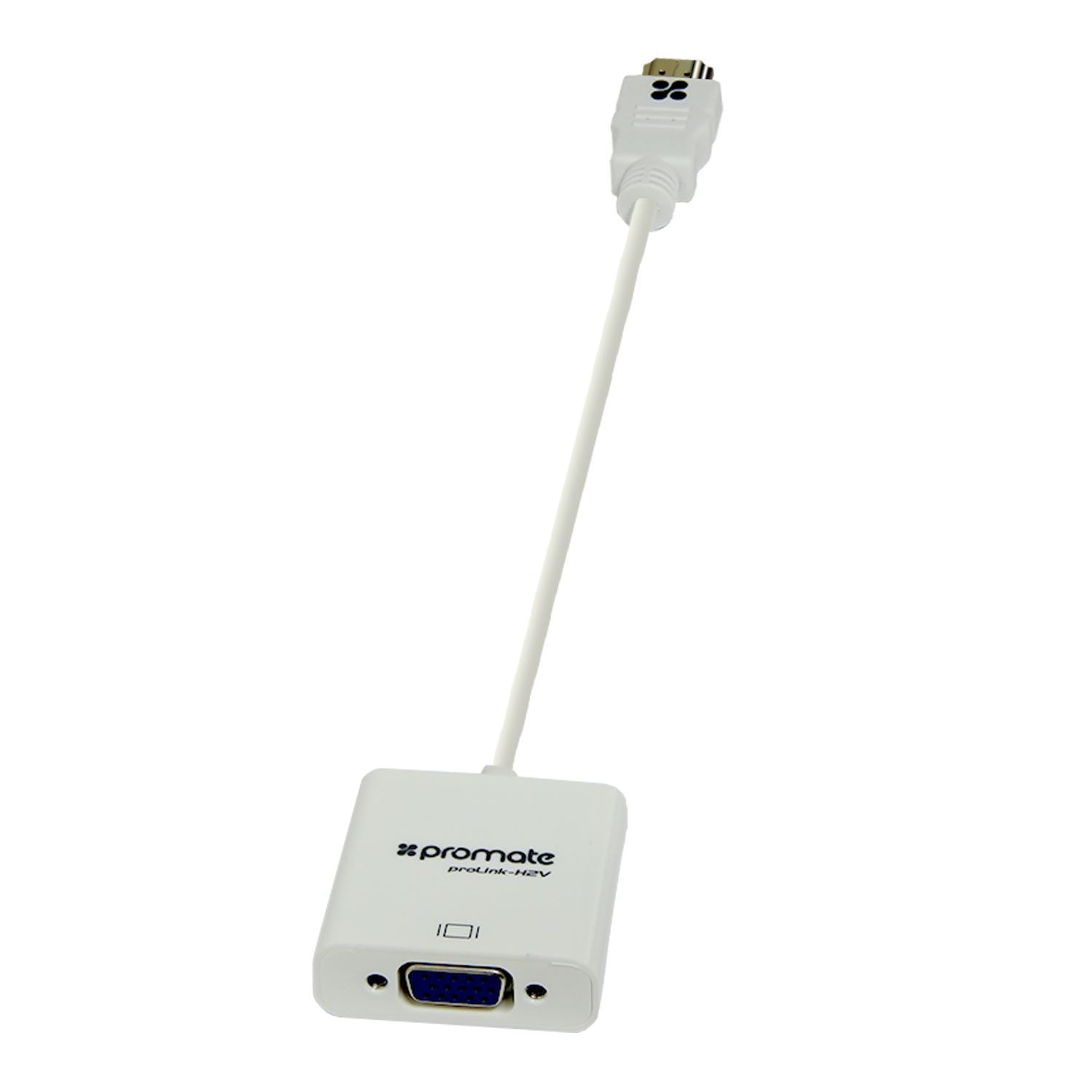 PROMATE_HDMI_(Male)_to_VGA_(Female)_Display_Adaptor_Kit._Supports_up_to_1920x1080@60Hz._Gold-Plated_HDMI_Connector._Supports_both_Windows_&_Mac._White_Colour. 1723
