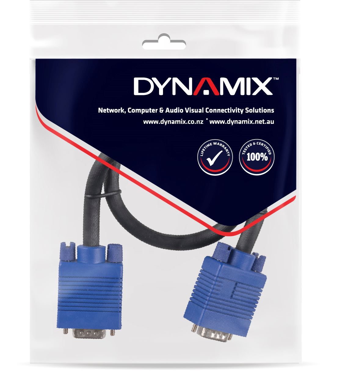 DYNAMIX_0.5m_VESA_DDC1_&_DDC2_VGA_Male/Male_Cable_-_Moulded,_BLACK_Colour._Coaxial_Shielded 1204