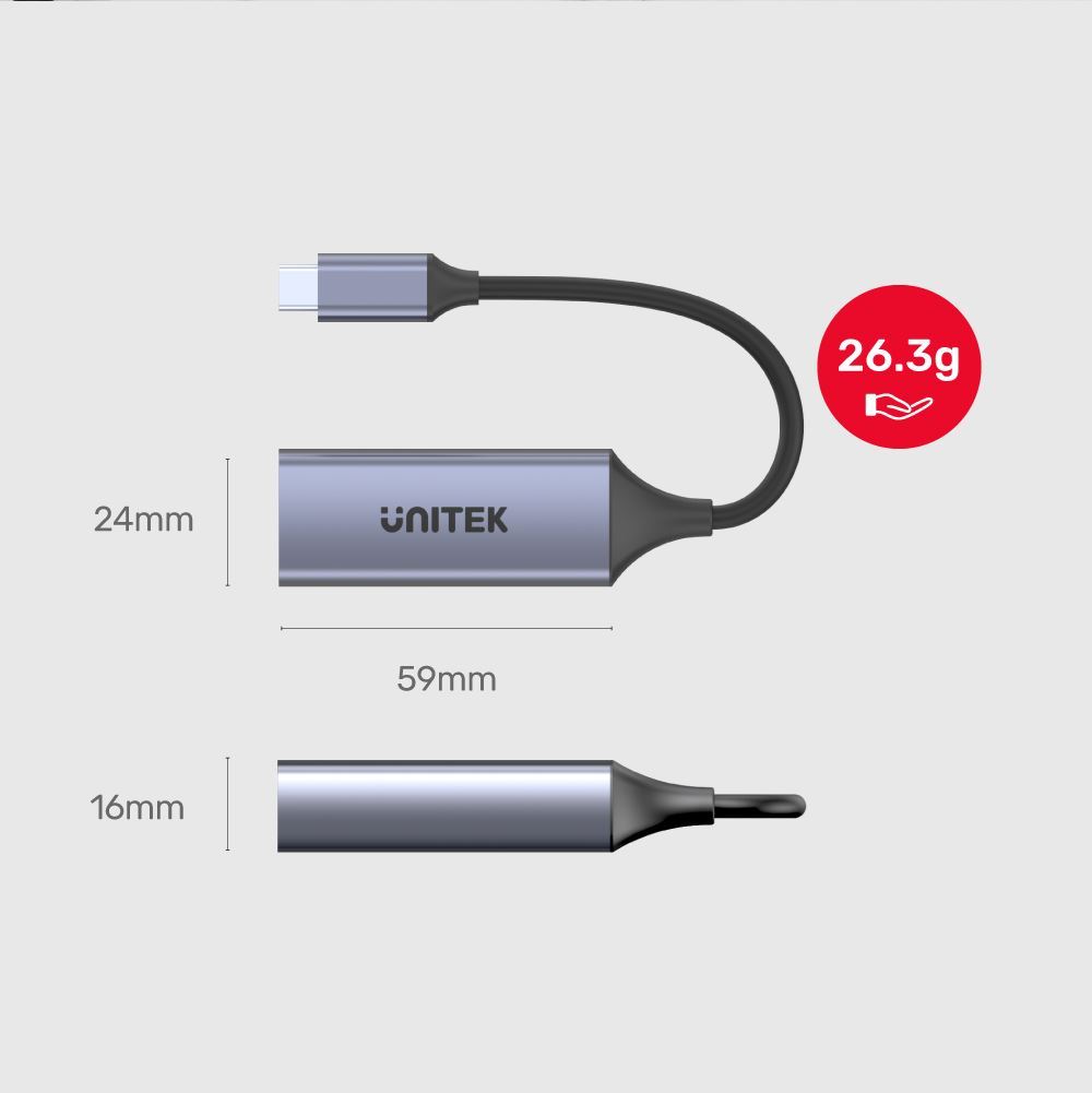 U1323A - Unitek USB-C to Gigabit Ethernet Adapter. Data Transfer Rate up to 5Gbps