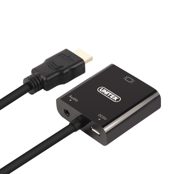 Y-6333 Y-6333 Unitek HDMI to VGA Converter with Audio. 17cm Cable Length. Convert