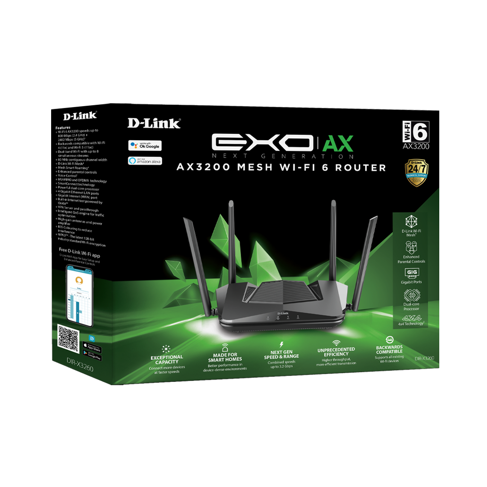 DIR-X3260 - D-Link EXO AX AX3200 Mesh Wi-Fi 6 Router