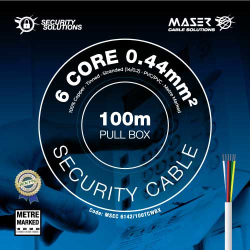 MSEC 6142 TCW - 6 Core, 0.44mm², 100% Copper, Tinned, Security Cable - 100 or 300m