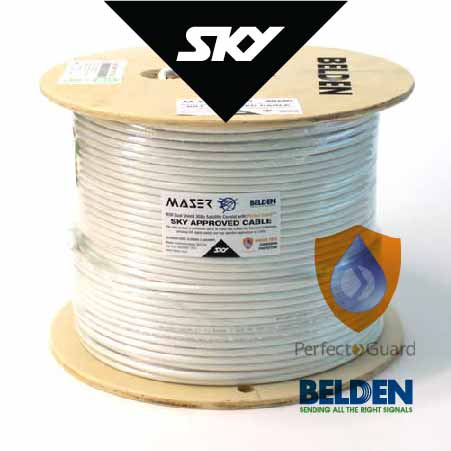 rg6, sky approved, white, 305m, 75 ohm, belden, satellite / antenna coaxial cable (b1829ac-9p) 