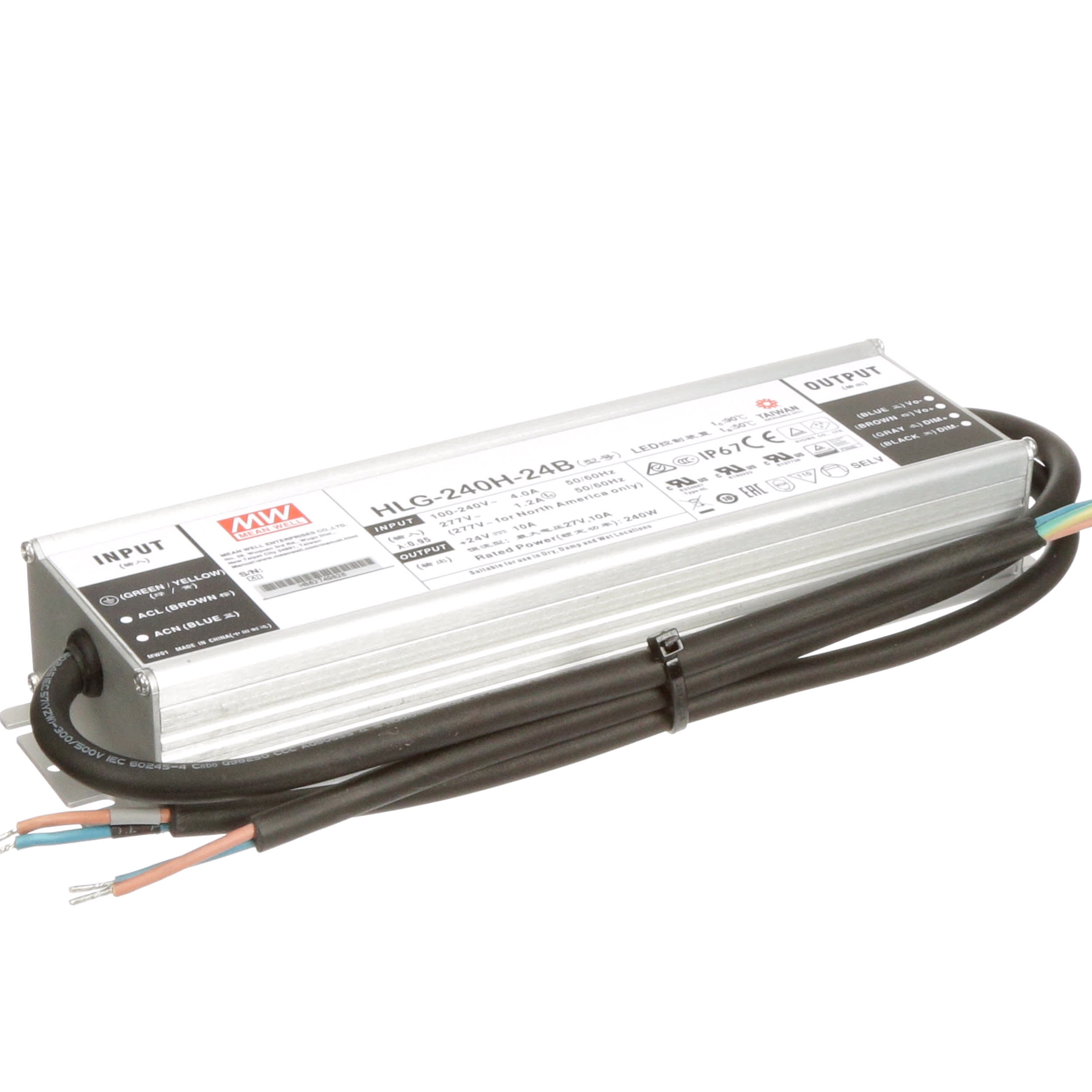 HLG-240H-24B - Mean Well LED PSU 240W 90-305VAC 24VDC/10A
