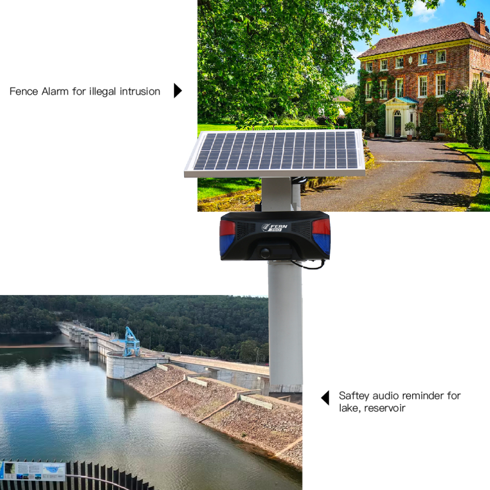 FERN360 Solar Power Alarm Sound Siren Outdoor Motion Detection Waterproof Wireless Solar Siren