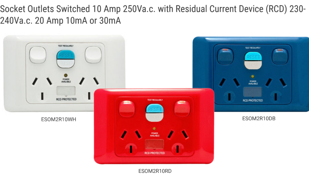 Socket Outlets Switched 10 Amp 250Va.c. with RCD 230-240Va.c. 20 Amp 10mA or 30mA-Alliancewholesale