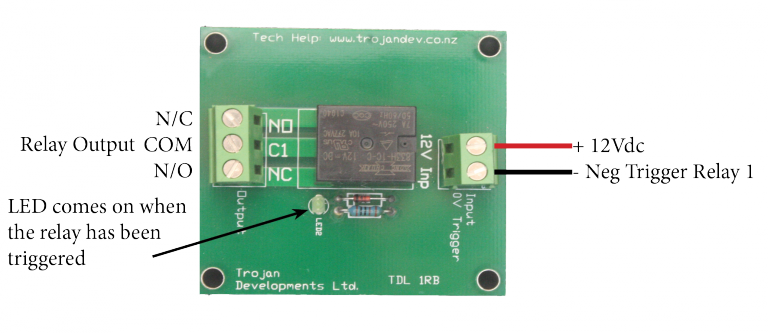 TDL-1RB – Trojan Single 8A Relay Board, 12VDC - 0