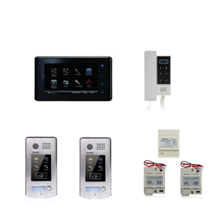 V-Tek - V-Tek-Kit3 Video Intercom Kit 7" Screen, audio & 2 surface card reader door stations