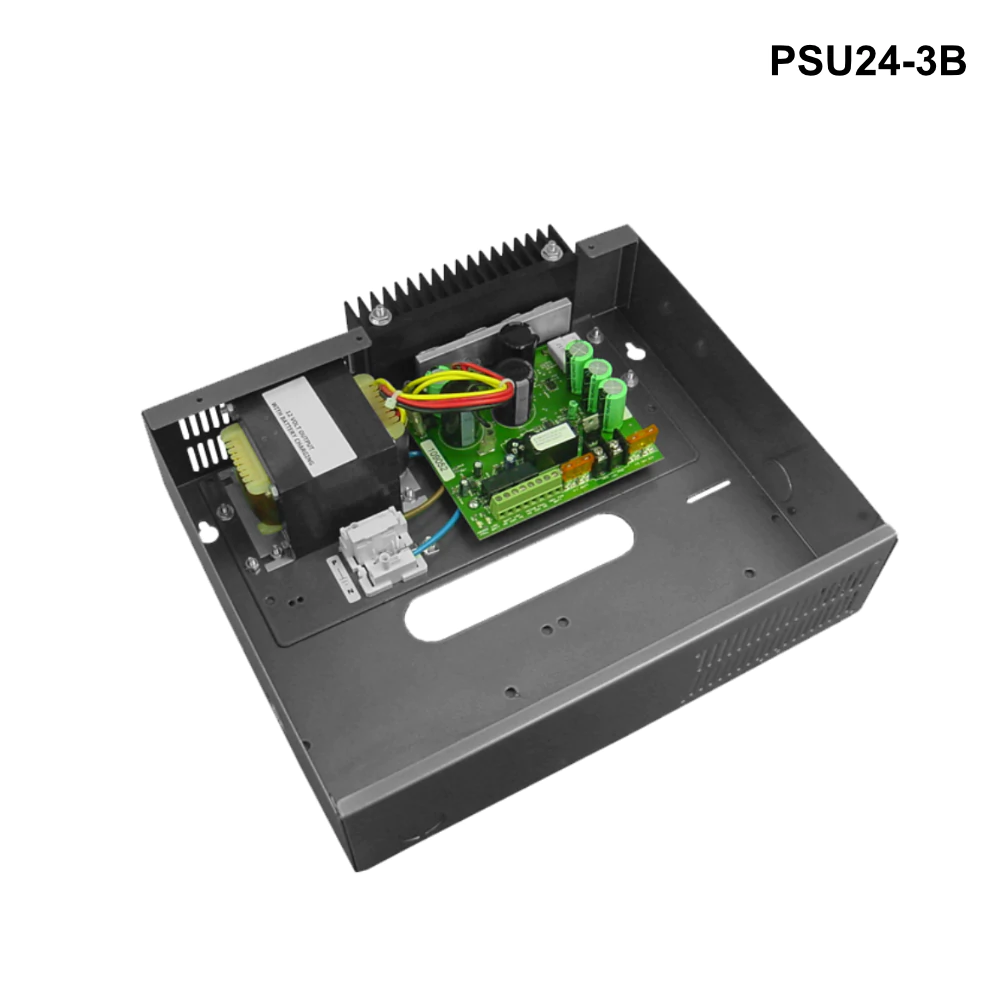 PSU24-3B - 26.8V 3A power supply in metal cabinet with battery charging - 0