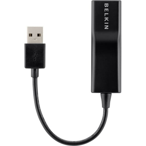 F4U047BT - Belkin USB 2.0 Ethernet Adapter - USB - 1 Port(s) - 1 x Network (RJ-45) - Twisted Pair - 10/100Base-TX - Desktop