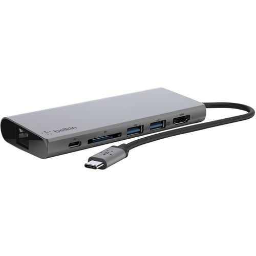 F4U092BTSGY - Belkin USB-C Multimedia Hub - for Notebook - 60 W - USB Type C - 3 x USB Ports - 2 x USB 3.0 - USB Type-C