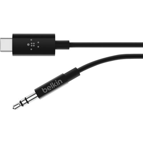 F7U079BT03-BLK - Belkin RockStar 3.5mm Audio Cable with USB-C Connector - 90 cm Mini-phone/USB-C Audio Cable for Audio Device, Speaker, Smartphone