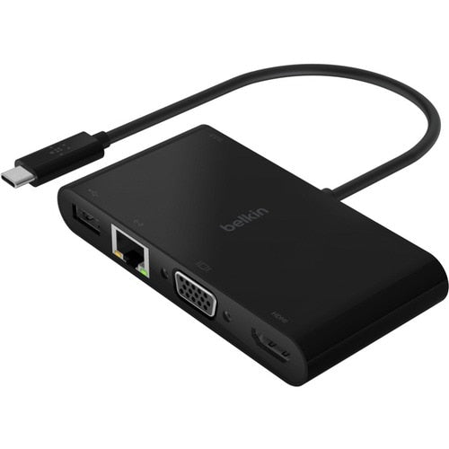 AVC004BTBK - Belkin USB-C Multimedia + Charge Adapter - for Notebook - 100 W - USB Type C - 1 x USB 3.0 - USB Type-C