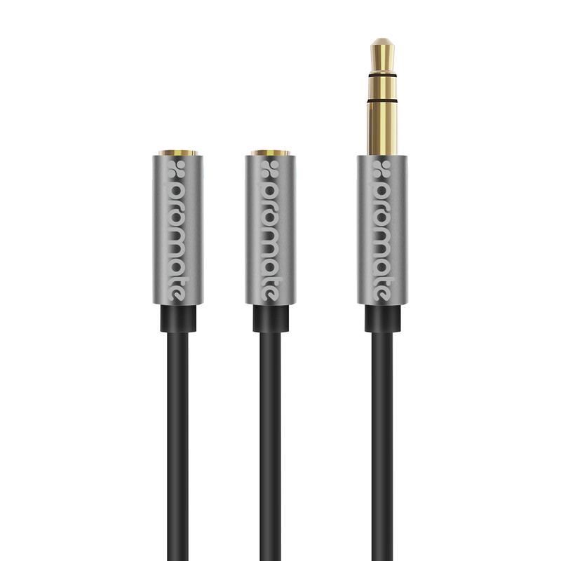 PROMATE_3-in-1_Auxiliary_cable_with_3.5mm_Audio_Cable_splitter._Colour_Black 144