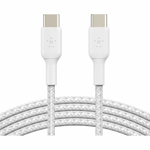 CAB004BT1MWH2PK - Belkin Braided USB-C to USB-C Cable (1m / 3.3ft, White) - 1 m USB-C Data Transfer Cable