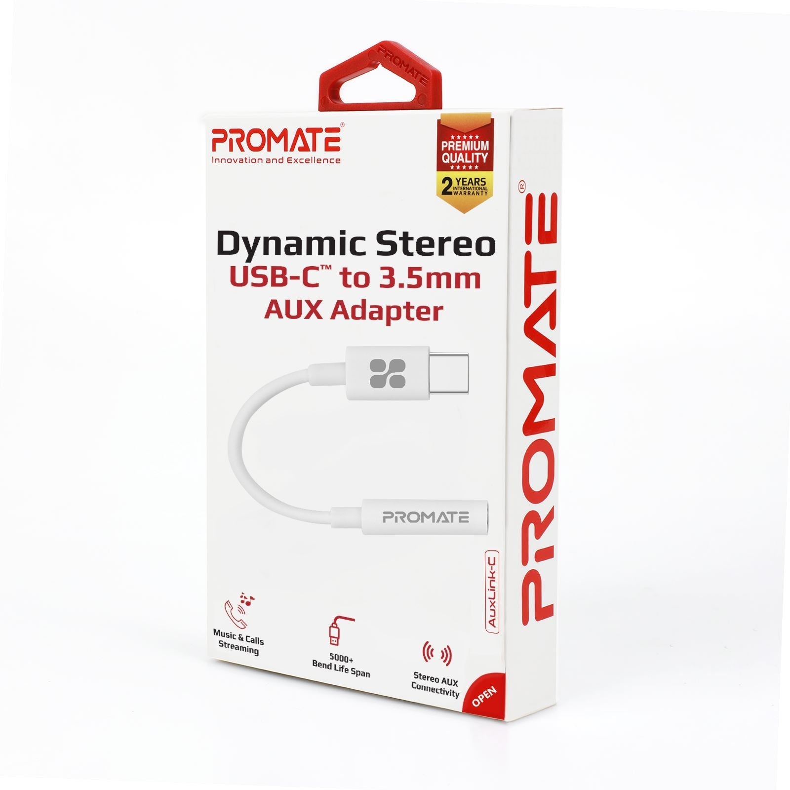 PROMATE_Dynamic_Stereo_USB-C_to_3.5mm_AUX_Headhone_Jack_Adapter._Digital_to_Analog_Converter._Supports_Music_&_Calls,_120mm_Length._White_Colour. 150