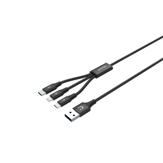 UNITEK_1.2m_USB_3-in-1_Charge_Cable._Integrated_USB-A_to_Micro-B,_Lightning_Connector_&_USB-C_Connector._Black_Colour. 271