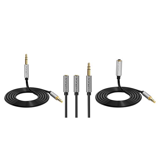PROMATE_3-in-1_Auxiliary_cable_with_3.5mm_Audio_Cable_splitter._Colour_Black 142