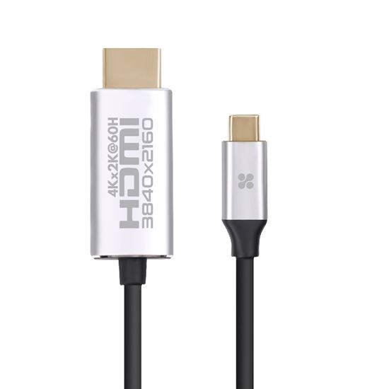 PROMATE_1.8m_4K_USB-C_to_HDMI_Cable_with_Gold_Plated_Connectors._Supports_Max_Res_up_to_4K@60Hz_(4096X2160)._Plug_&_Play._Grey_Colour. 1345