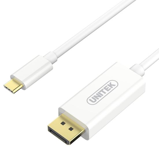 V400A - Unitek 1.8m 4K USB-C to DisplayPort 1.2 Cable in White Plastic Housing. - 0