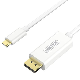 V400A - Unitek 1.8m 4K USB-C to DisplayPort 1.2 Cable in White Plastic Housing.