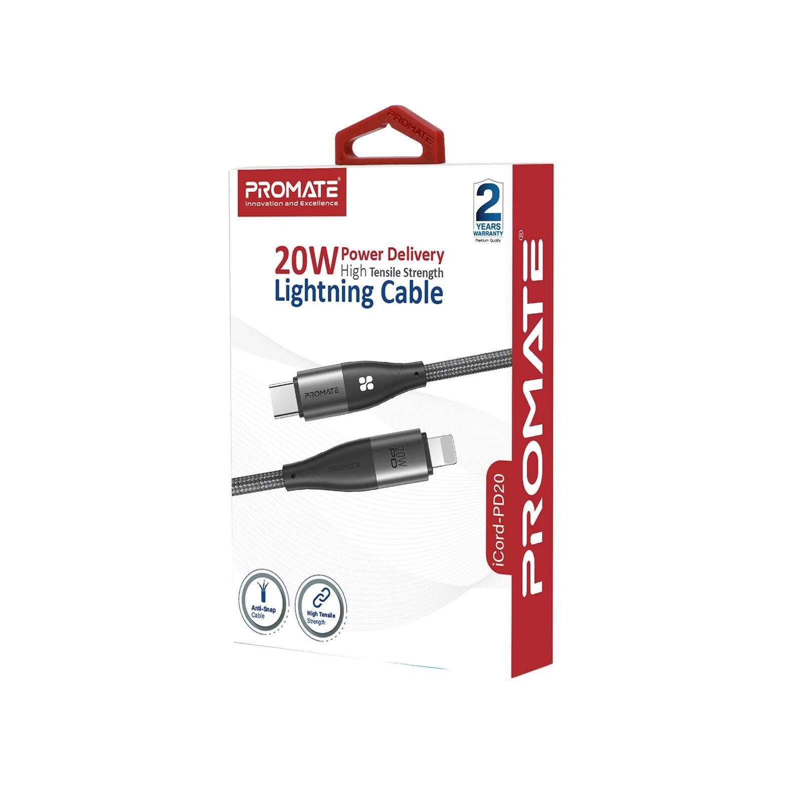 PROMATE_1.2m_20W_PD_USB-C_to_Lightning_Nylon_Braided_Anti-Snap_Cable._Charge_iPhone_12_up_to_4x_Faster_than_Standard_5W_Cables._Black_Colour 1458