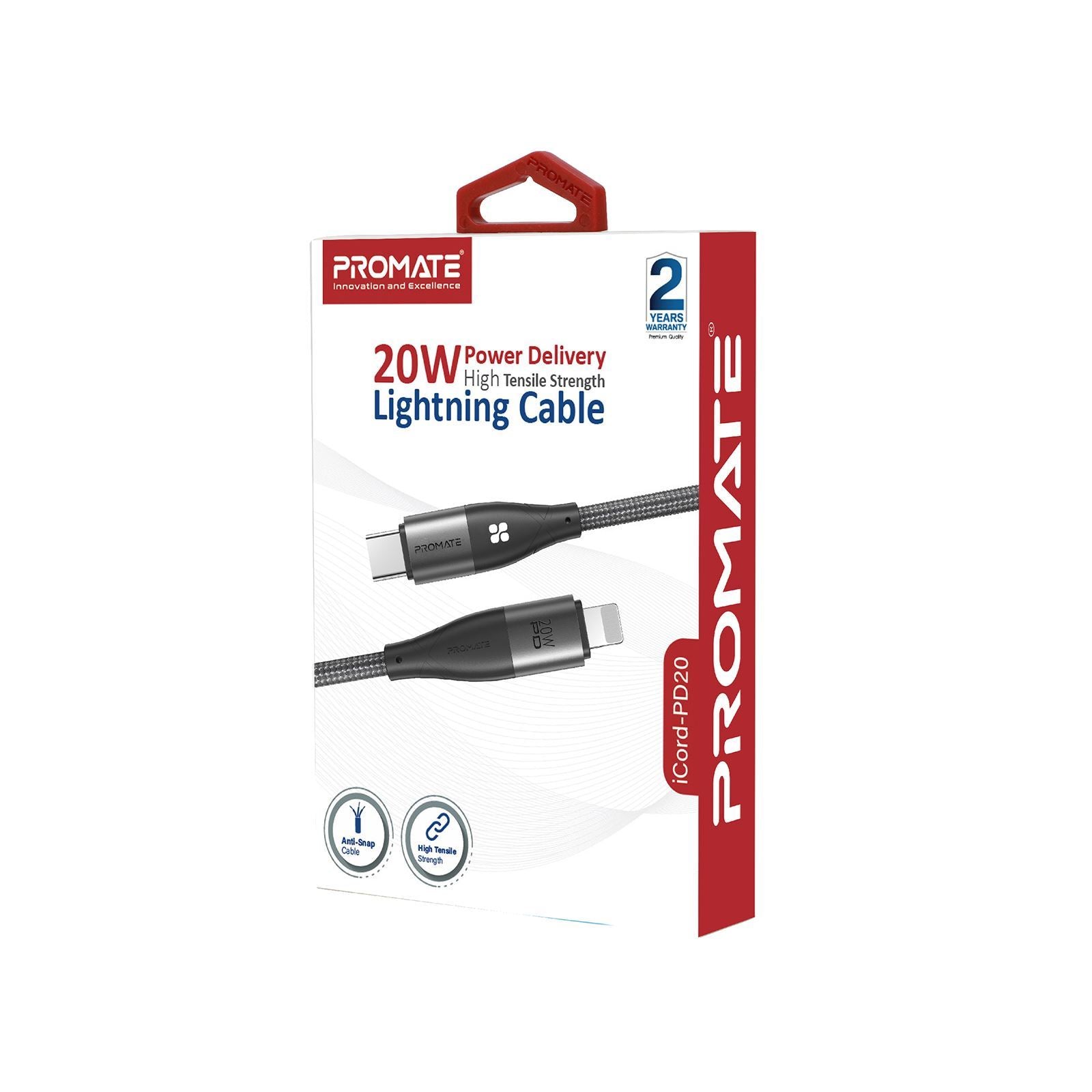 PROMATE_1.2m_20W_PD_USB-C_to_Lightning_Nylon_Braided_Anti-Snap_Cable._Charge_iPhone_12_up_to_4x_Faster_than_Standard_5W_Cables._Grey_Colour 1462