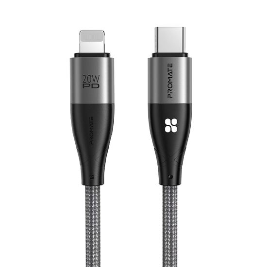 PROMATE_1.2m_20W_PD_USB-C_to_Lightning_Nylon_Braided_Anti-Snap_Cable._Charge_iPhone_12_up_to_4x_Faster_than_Standard_5W_Cables._Black_Colour 1455