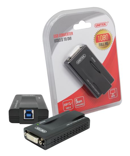 Y-3801 - Unitek USB-A 3.0 to DVI and VGA Converter. Supports Full HD