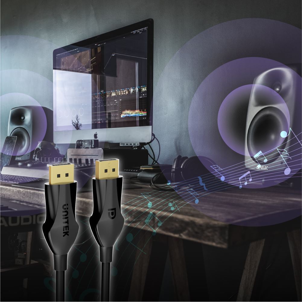 UNITEK_2m_DisplayPort_V1.4_Cable_Supports_up_to_8K_@60Hz,_4K_@144Hz,_1440p_@240Hz,_32.4Gbps_Bandwidth,_Latched_Connectors,_Flexible_Cable,_Gold_Plated_Connectors._Black. 365