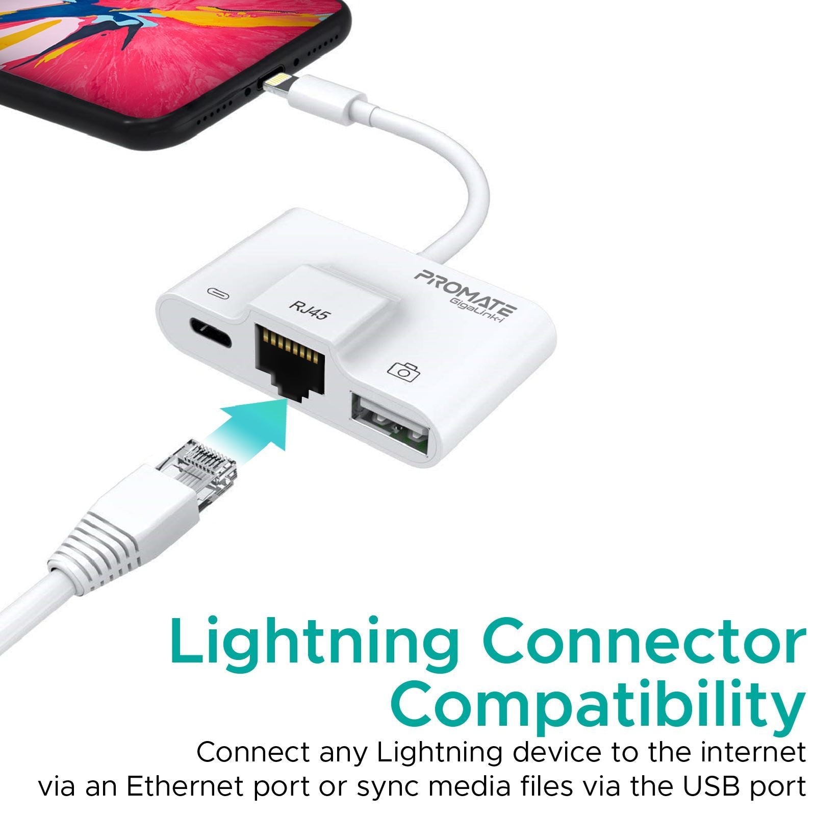 PROMATE_3-in-1_OTG_Lightning_Hub._Input_RJ45,_USB_3.0_Port,_Lightning_Port._Output_Lightning_Connector._Ethernet_Bandwidth_100Mbps_and_Downwards_Compatible._Compact_July_Sale_-_20%_OFF 1322