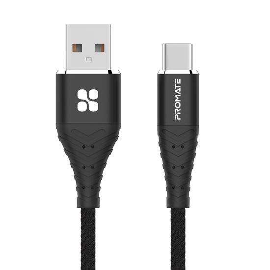 PROMATE_1M_Braided_USB-A_to_USB-C_Connector_Cable,_3A_Fast_Charging_Data_Transfer_Rate_480_Mbp_Tangle_Free_Design._Black 537