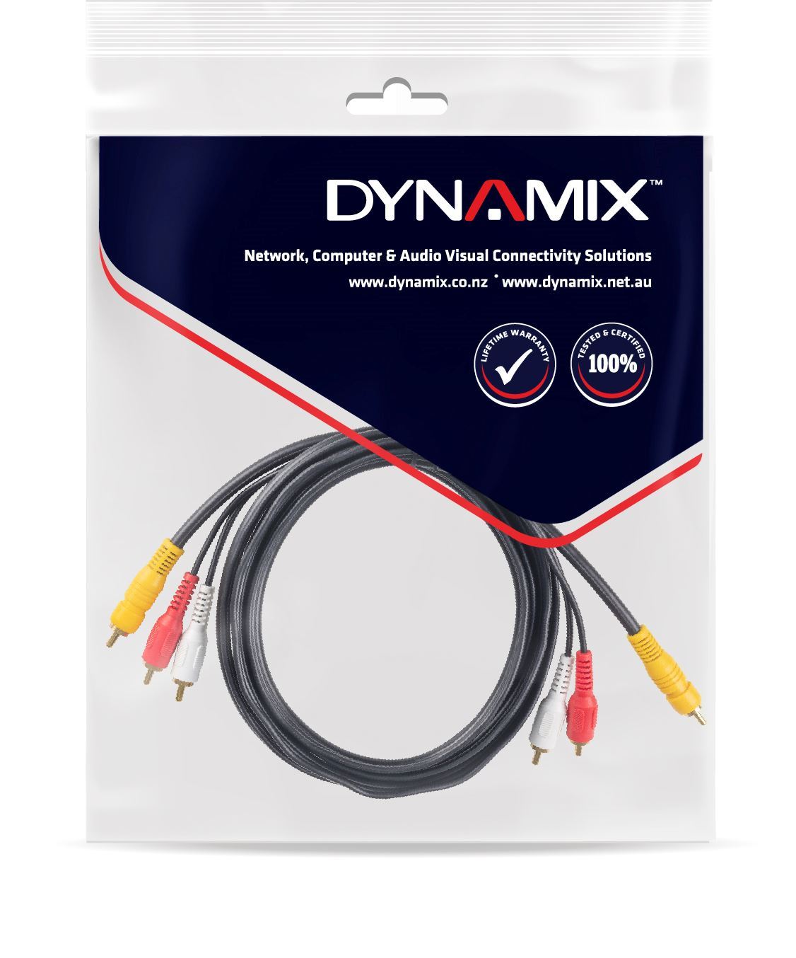 DYNAMIX_10m_RCA_Audio_Video_Cable,_3_to_3_RCA_Plugs._Yellow_RG59_Video,_standard_Red_&_White_audio_with_gold_plated_connectors. 410