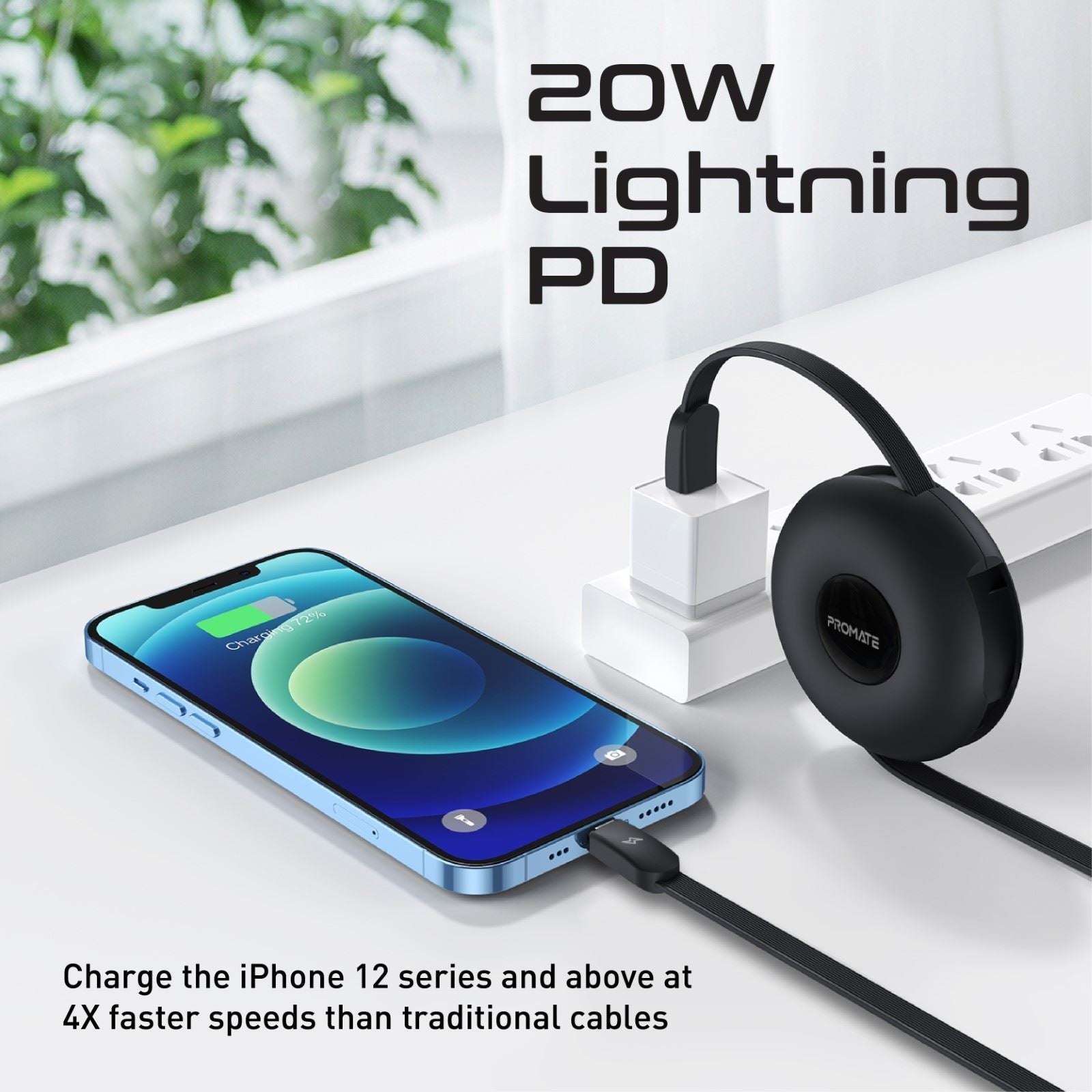 PROMATE_3in1_USB-C_Retractable_Data_&_Charge_Cable_with_Changeable_Magnetic_Connectors._Includes_USB-C_Micro-USB_&_Lightning_Connectors._Supports_60W_USB-C_&_20W_Lightning_PD,_Auto_Recoil._Black_Colour 1741