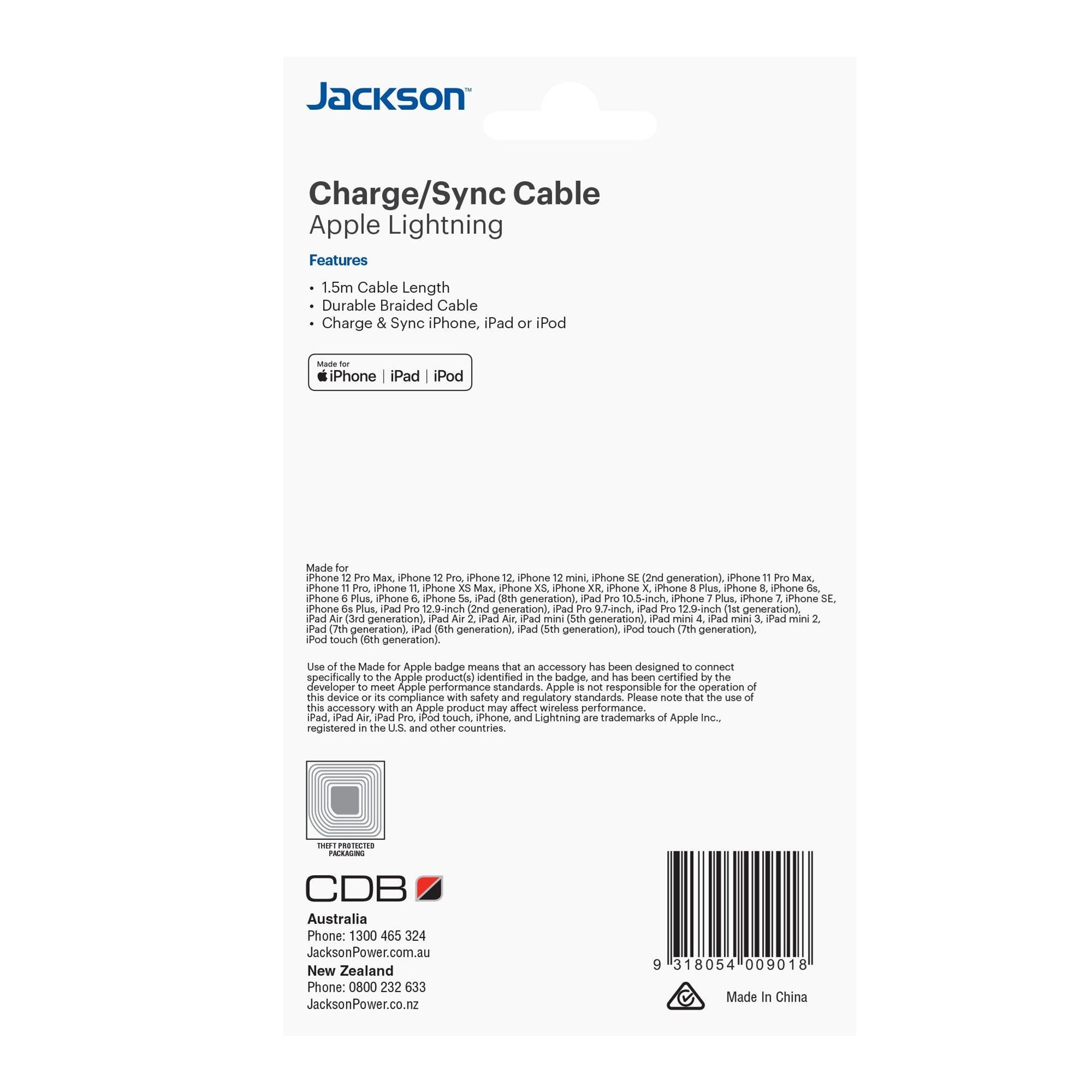 JACKSON_1.5m_MFI_Certified_Apple_USB-A_to_Lightning_Data_and_Charge_Cable._Charge_and_Sync_iPhone,_iPad_or_iPod._Braided_Cable_to_Provide_Extra_Durability. 153