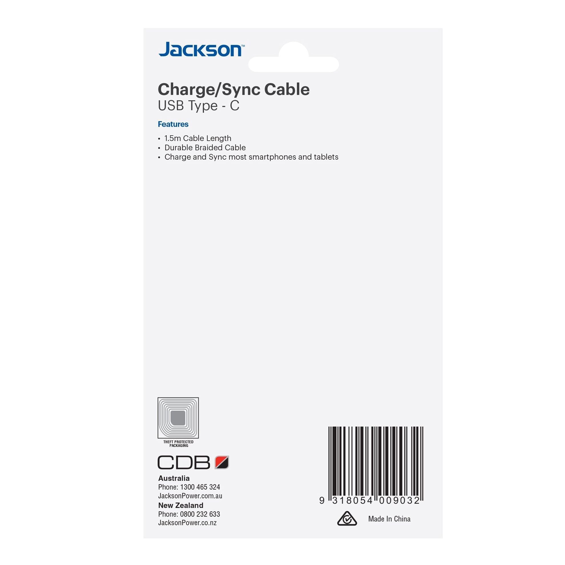 JACKSON_1.5m_USB-A_to_USB-C_Sync_&_Charge_Cable._Braided_Cable_Provides_Extra_Durability,_Black_Colour. 161