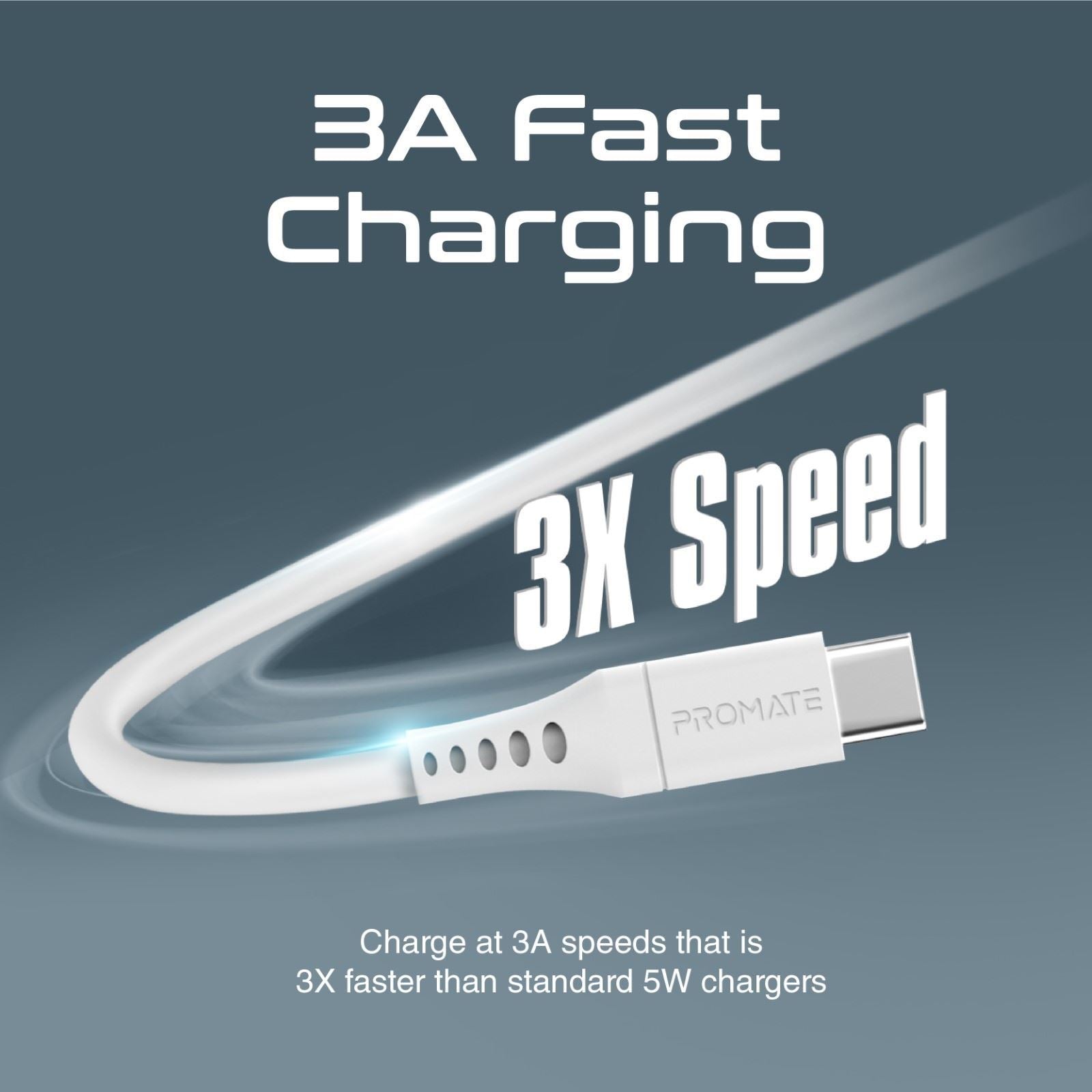 PROMATE_2m_USB-A_to_USB-C_Data_&_Charge_Cable._Data_Transfer_Rate_480Mbps._Total_Current_3A._Durable_Soft_Silcone_Cable._Tangle_Resistant_25000+_Bend_Tested._White 1643