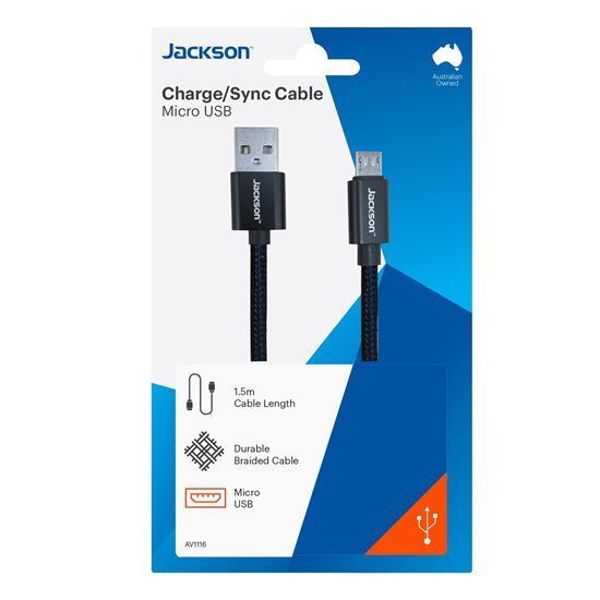 JACKSON_1.5m_USB-A_to_Micro_USB_Sync_&_Charge_Cable._Braided_Cable_Provides_Extra_Durability._Black_Colour. 158