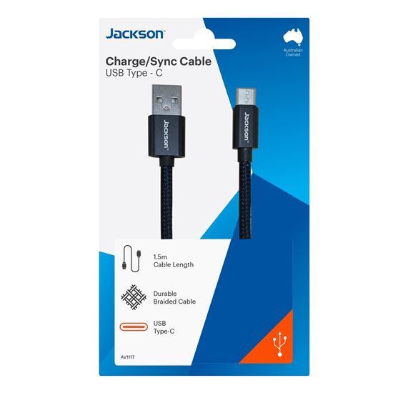 JACKSON_1.5m_USB-A_to_USB-C_Sync_&_Charge_Cable._Braided_Cable_Provides_Extra_Durability,_Black_Colour. 162