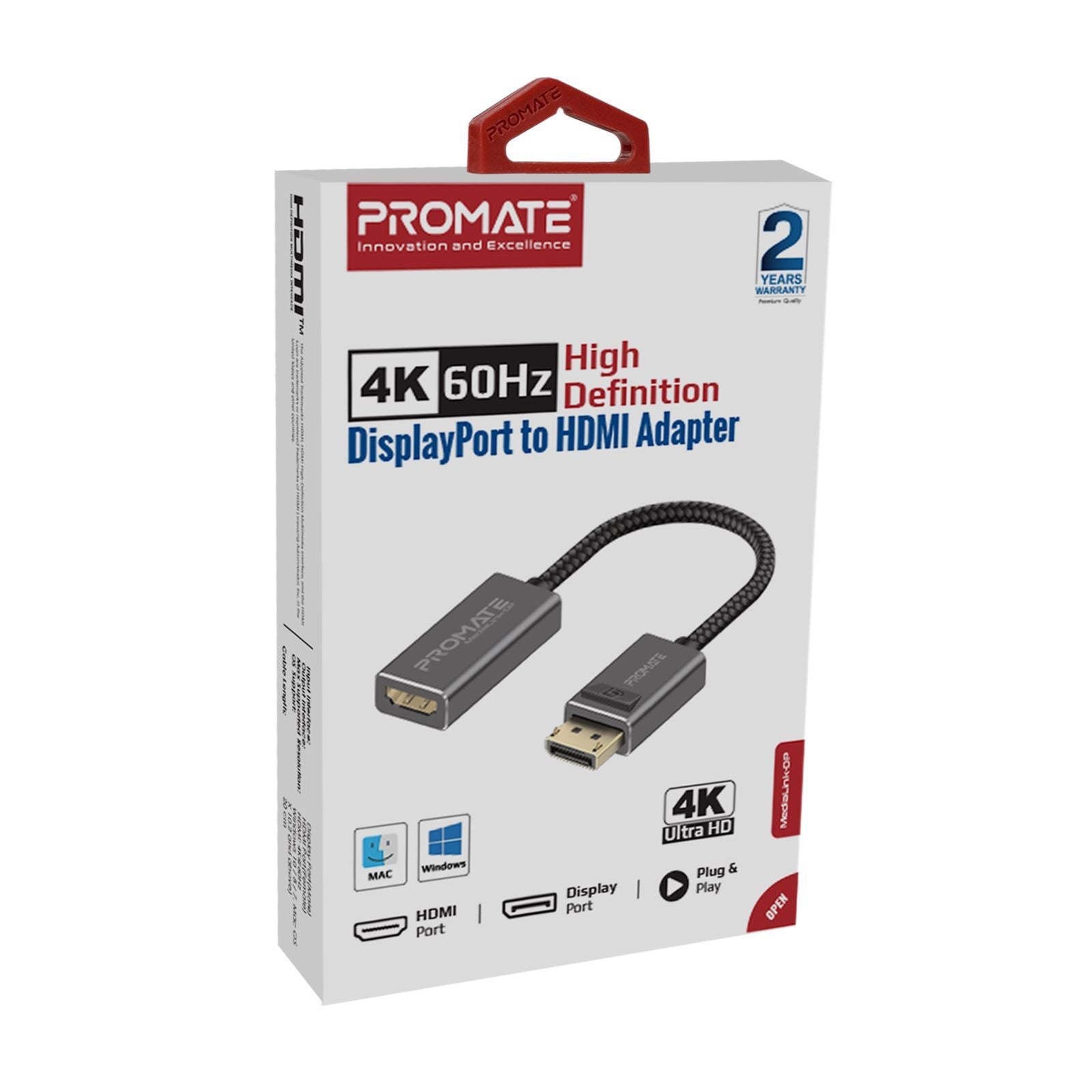 PROMATE_DisplayPort_to_HDMI_Adapter_Max_HDMI_Resolution_4K/60Hz,_1080p/60Hz._Superior_Stability_with_no_Signal_Loss._Secure_Clip_Lock_with_Corrosion_Resistant_Connectors 1503
