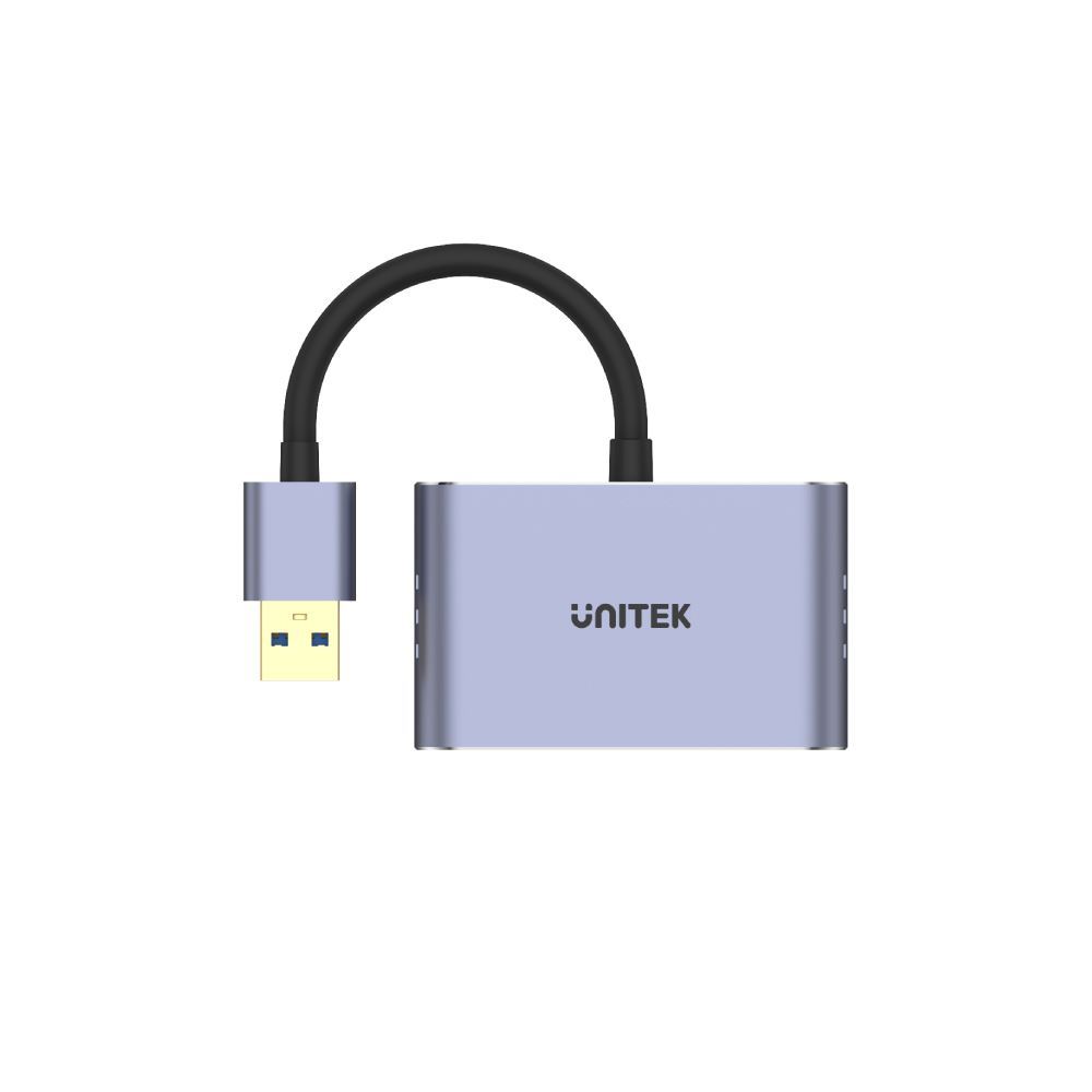 V1304A - Unitek USB-A to HDMI 2.0 & VGA Adapter with Dual Monitor Support. - 0