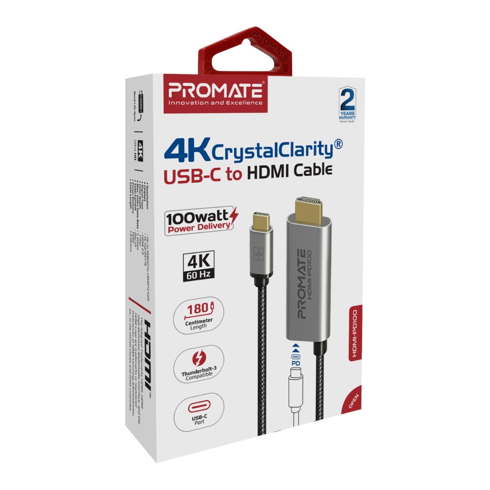 PROMATE_1.8m_4K_USB-C_to_HDMI_Cable_with_Gold_Plated_Connectors._Supports_Max_Res_up_to_4K@60Hz_(4096X2160)._Plug_&_Play._Grey_Colour._July_Sale_-_20%_OFF 1438