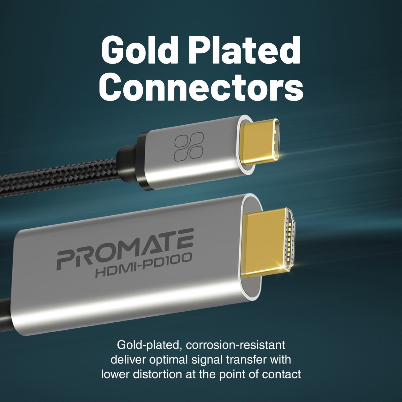 PROMATE_1.8m_4K_USB-C_to_HDMI_Cable_with_Gold_Plated_Connectors._Supports_Max_Res_up_to_4K@60Hz_(4096X2160)._Plug_&_Play._Grey_Colour._July_Sale_-_20%_OFF 1440
