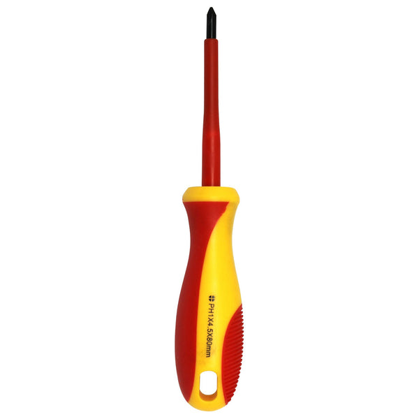 GOLDTOOL_80mm_Electrical_Insulated_VDE_Screwdriver._Tested_to_1000_Volts_AC._(PH1*80mm)._Yellow/Red_Colour_Handle