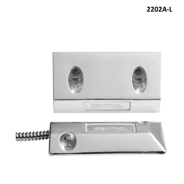 2202A-L - Sentrol Reed Switch, Surface Mount, Overhead,  NC, 3"(76mm) gap, 45cm Armourded Cable